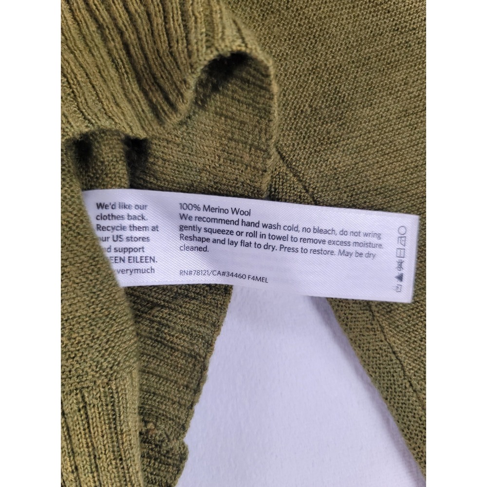 Eileen Fisher Merino Wool Sweater Womens SP Olive Green Crewneck Knit Top - Picture 6 of 6